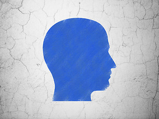 Image showing Advertising concept: Head on wall background