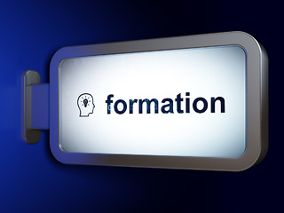 Image showing Education concept: Formation and Head With Lightbulb on billboard background