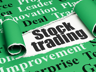 Image showing Business concept: black text Stock Trading under the piece of  torn paper