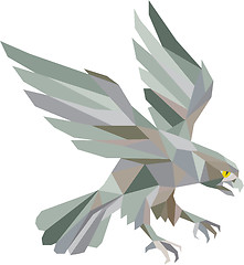 Image showing Peregrine Falcon Swooping Grey Low Polygon