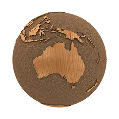 Image showing Australia on wooden planet Earth