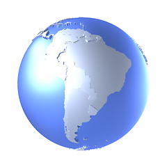 Image showing South America on bright metallic Earth