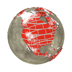 Image showing North America on brick wall Earth