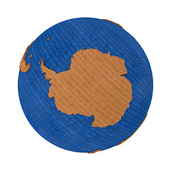 Image showing Antarctica on wooden Earth