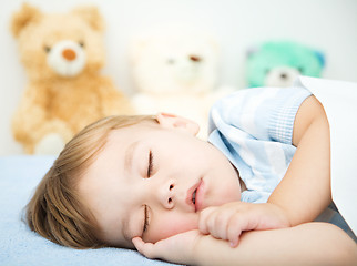 Image showing Cute little boy is sleeping