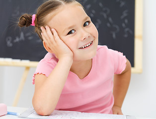 Image showing Portrait of a little girl in school