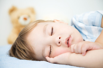 Image showing Cute little boy is sleeping