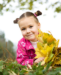 Image showing Portrait of a little girl in autumn park