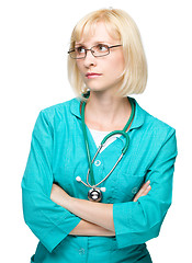 Image showing Portrait of a woman wearing doctor uniform