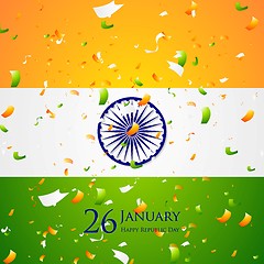 Image showing Bright confetti on Indian flag background