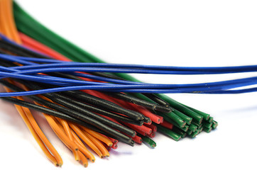 Image showing Colored electrical cables and wires 