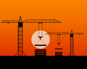 Image showing two tall cranes