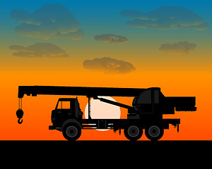 Image showing truck crane for lifting of building materials