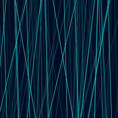 Image showing Cyan neon abstract lines on dark background