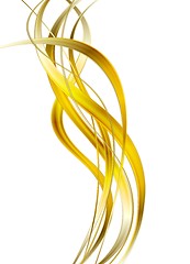Image showing Bright glow golden waves on white background