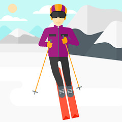 Image showing Young man skiing.