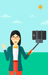 Image showing Woman making selfie.