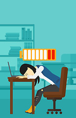 Image showing Employee sleeping at workplace.