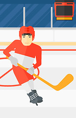 Image showing Ice-hockey player with stick.