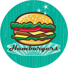 Image showing Retro 1950s Diner  Hamburger Circle 