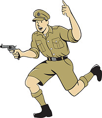 Image showing World War One British Officer Running Pistol Cartoon