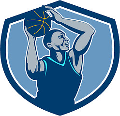 Image showing Basketball Player Rebounding Ball Crest Retro