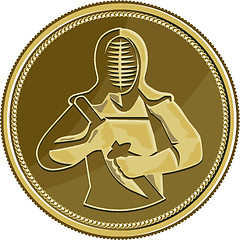 Image showing Kendo Swordsman Gold Medal Retro