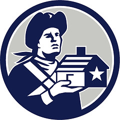 Image showing American Patriot Holding House Circle Retro