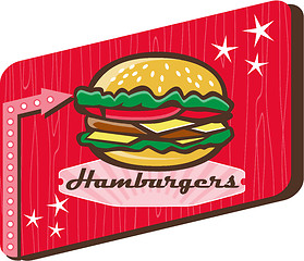 Image showing Retro 1950s Diner Hamburger Sign