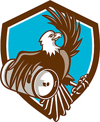 Image showing American Bald Eagle Beer Keg Crest Retro