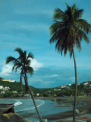 Image showing view over San Juan del Sur Bay beach with  trees Nicaragua Pacif