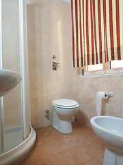 Image showing bathroom two star hotel Milan Italy with bidet    