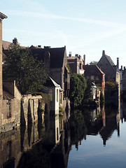 Image showing medieval houses  canal historic Bruges Belgium Europe