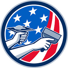 Image showing American Drywall Repair Service Flag Circle Retro