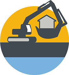 Image showing Excavator Digger Handling House Circle Retro