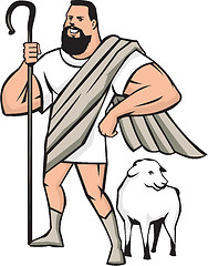 Image showing Superhero Shepherd Sheep Standing Cartoon
