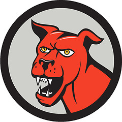 Image showing Red Mastiff Dog Mongrel Head Barking Circle Cartoon