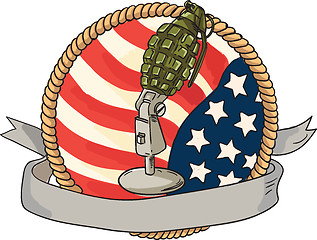 Image showing Grenade Microphone USA Flag Circle Retro