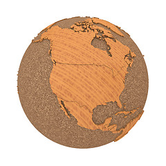 Image showing North America on wooden planet Earth