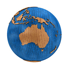 Image showing Australia on wooden Earth