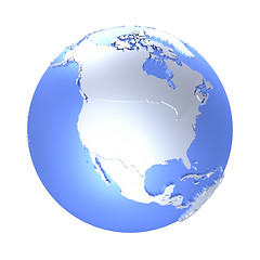 Image showing North America on bright metallic Earth