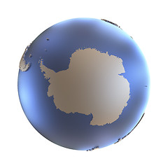 Image showing Antarctica on golden metallic Earth