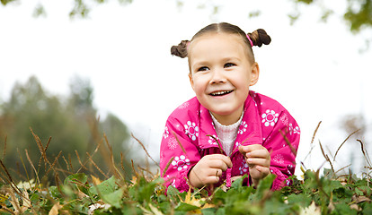 Image showing Portrait of a little girl in autumn park