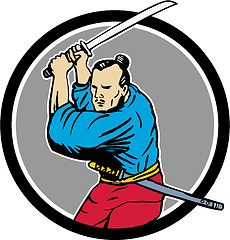 Image showing Samurai Warrior Katana Sword Circle Drawing