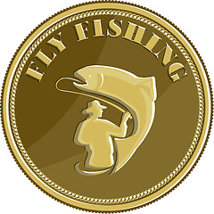 Image showing Fly Fishing Gold Coin Retro