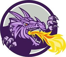 Image showing Dragon Head Fire Circle Retro