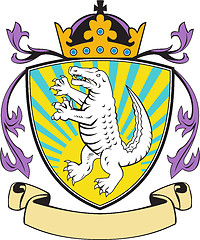 Image showing Alligator Standing Coat of Arms Retro