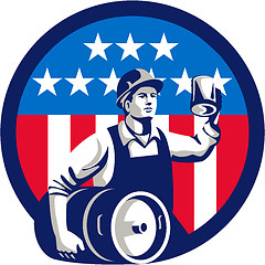 Image showing American Builder Beer Keg Flag Circle Retro