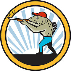 Image showing Spotted Sea Trout Hunter Shooting Circle Retro