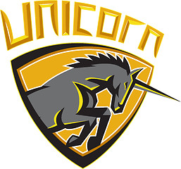 Image showing Black Unicorn Horse Head Charging Crest Retro